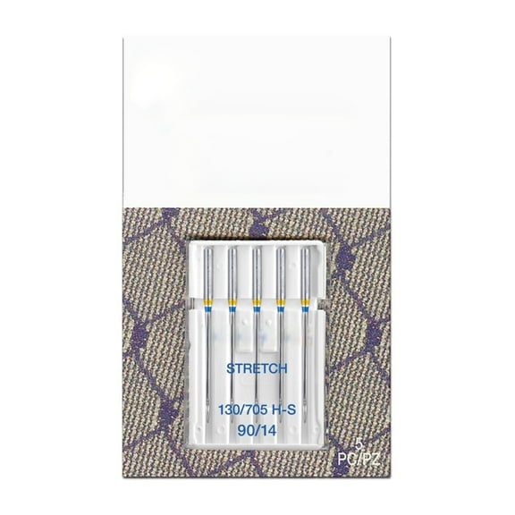 Sewing Machine Needles for Stretch Fabric, Size 90/14, 5-Needle Set, Professional Stitching on Knit Elastic Minky, Silver