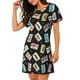 thumbnail image 2 of Disketp Colorful Retro Tape para Camisón Corto de Manga Corta para Mujeres, Camisón Cómodo con Escote Redondo, Bonito y Confortable, 2 of 6