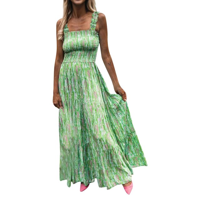 Vestido de verano UOFOCO con diseños pintados de colores y tirantes finos