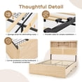 thumbnail image 5 of Queen Bed Frame with Natural Rattan Storage Headboard, Wooden 4 Storage Drawers & Charging Station, Metal Bed with Strong Slats Support, Boho Cane Bed, No Box Spring Needed, 5 of 6