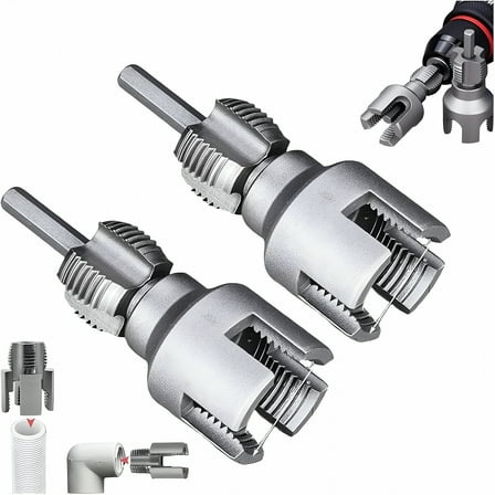 ZEPARO 2 in 1 Integrated Internal & External Pipe Threading Tool 1/2 3/4 1 Npt Front Before PVC Pipe Re Threader Tool Electric Drill Thread Size Maker Kit for Plastic PPR Pipe Tap Die Set