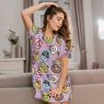 thumbnail image 3 of Kdxio Cute Donuts Pattern Womens Short Sleeve Sleepshirt Scoopneck Cute Nightdress Ruffle Comfy Nightgown, 3 of 6