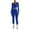 Blue, variant on Bibifish Womens Yoga Sets 2Pcs Beige Long Sleeve Square Top & Leggings Elastic Waist Breathable Soft Yoga Gym Elegant Chic Sports Sets