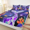 thumbnail image 3 of Feelyou Ocean Mermaid Teens Bed Sheets, Purple Starry Sky King Sheets, 4 Pieces, 3 of 7
