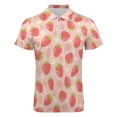 thumbnail image 4 of Strawberries Colorful Pink Red Green Men Zipper T-shirt Summer Casual Short Sleeve T-shirt Top, 4 of 7