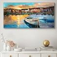 thumbnail image 3 of Modern Abstract Handmade Wall Art Colorful Cityscape Hand Painted on Canvas Boat Landscape The Shore of Town Oil Painting For Home Decor, 3 of 9