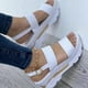 thumbnail image 3 of Sandalias De Plataforma De Color Sólido Para Mujer, Zapatos De Cuña Con Correa De Tobillo De Verano, Sandalias Casuales Con Punta Abierta, 3 of 4