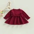 thumbnail image 4 of Kid Girl Long Sleeve Ruffled Neck Solid Casual Dress+ Waist Belt, 4 of 7