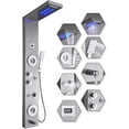thumbnail image 1 of ELLO&ALLO Stainless Steel Shower Panel Tower System,LED Rainfall Waterfall Shower Head 6-Function Faucet Rain Massage System with Body Jets, Brushed Nickel, 1 of 4