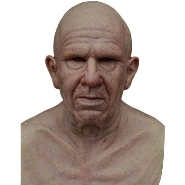 Tocados De Halloween Old Man Face Cover Realista Human Horror Wig Headgear Para Accesorios De Fiesta Guardurnaity HA032958-00
