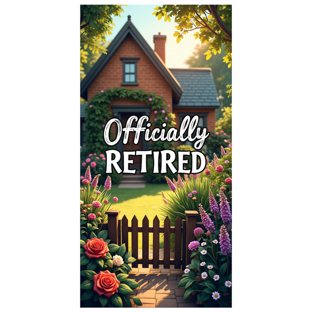 Retirement Banner Officially Retired Garden Decor Party Backdrop Celebration Party Supplies Photography Props Personalized Yard Sign Outdoor Decoration