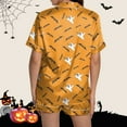 thumbnail image 7 of Hpapadks Halloween Womens Pajama Sets Satin Silk Pumpkin Graphic Short Sleeve Sleepwear 2 Piece Button Down Top and Shorts Womens Pjs Sets Light Yellow, 7 of 7