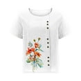 thumbnail image 3 of Camisetas de Manga Corta para las Mujeres Botón de Impresión Casual Cuello Redondo Camiseta Superior, Blusas para las Mujeres Casual, 3 of 4