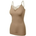 thumbnail image 2 of Women's Lattice Triple Criss-Cross Seamless Cami Long Ttank tops., 2 of 4
