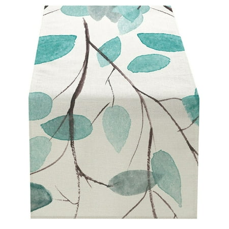 

MMolecule Summer Leaves Print Fresh Green Series Linen Home Decoration Table Cloth