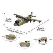 Military 21-Inch Cargo Plane C130 Bomber Bombs 12 Mix Vehicles 50 Army Soldiers