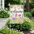 thumbnail image 3 of AMHNF Welcome Spring Floral Linen Garden Flag 12x18 inch Double-Sided, Spring Summer Tulip Flowers Welcome Small Flag for Home Outdoor Garden Porch Decoration, 3 of 5