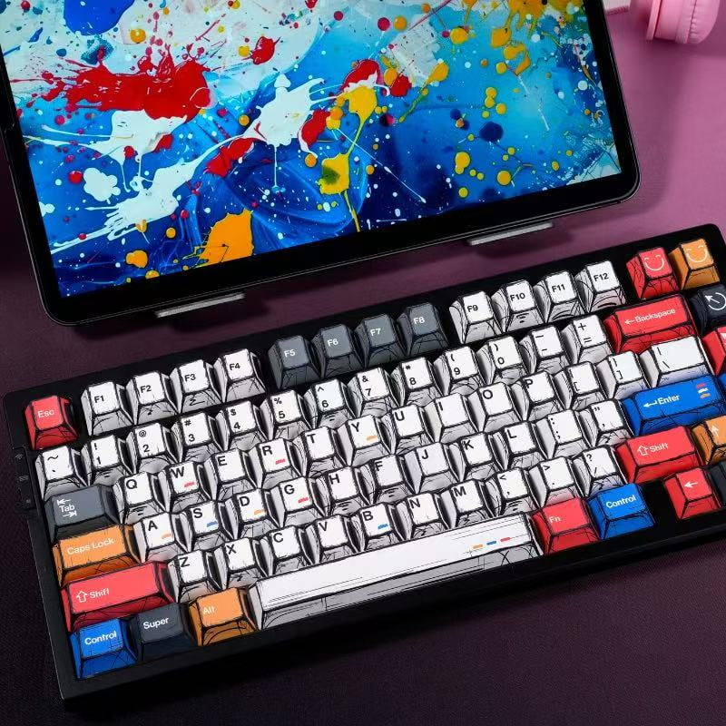 DimGlow Mechanical Keyboard Keycaps Replacement Decor Solutions – Vintage Comics Edition