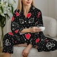 thumbnail image 6 of Easygdp Card Suits Women's Long-Sleeve Shirt and Full-Length Bottom Pajama Set,Two Piece Loungewear Soft Pajama Top and Pants Pjs Sleepwear-Medium, 6 of 7