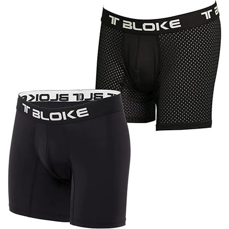 

T Bloke Mens Boxers Set of 2 Black Mesh & Black Size XL Briefs for Men