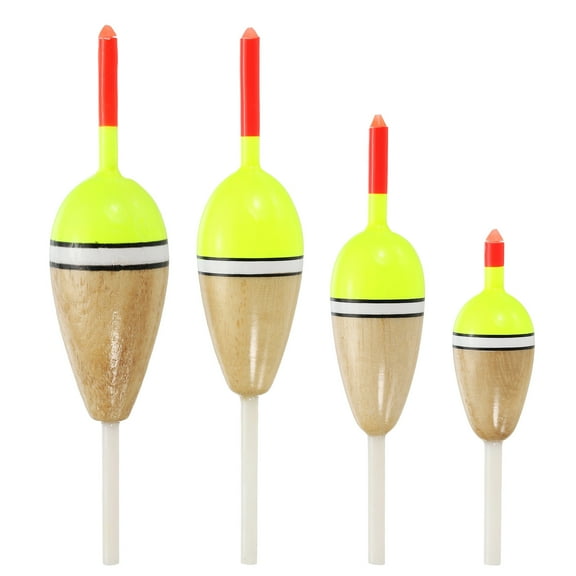 Uxcell Fishing Floats Rigs 4 Sizes, 4 Pack 4 Shape Fishing Bobbers Stick Slip Bobbers Fishing Accessories, Red/Yellow