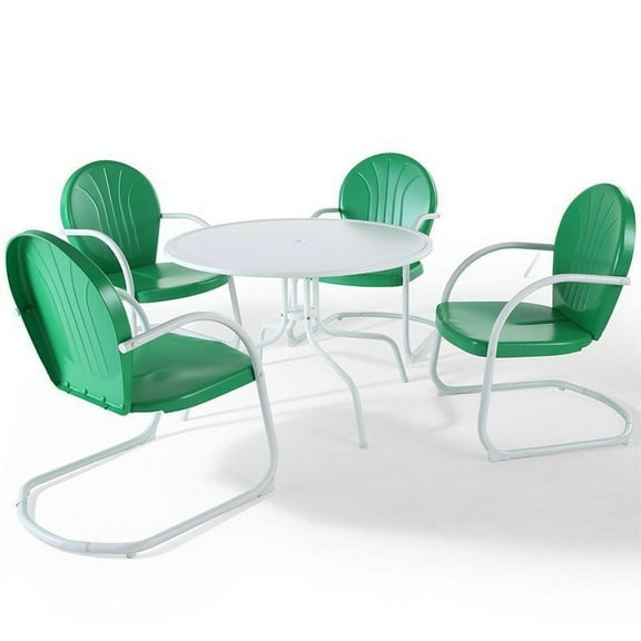 Pemberly Row 5 Piece Metal Patio Dining Set in Green