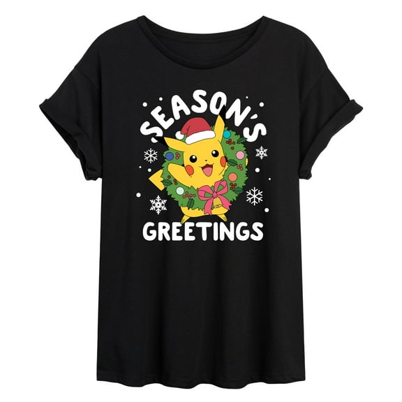 Pokémon - Pikachu Seasons Greetings - Women's Oversized T-Shirt