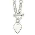 thumbnail image 3 of Auriga Fine Jewelry 925 Sterling Silver Engravable Heart Disc on Fancy Link Toggle Necklace 18" for Women, 3 of 6