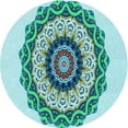 thumbnail image 1 of Ahgly Company Indoor Round Patterned Deep-Sea Green Area Rugs, 7' Round, 1 of 6