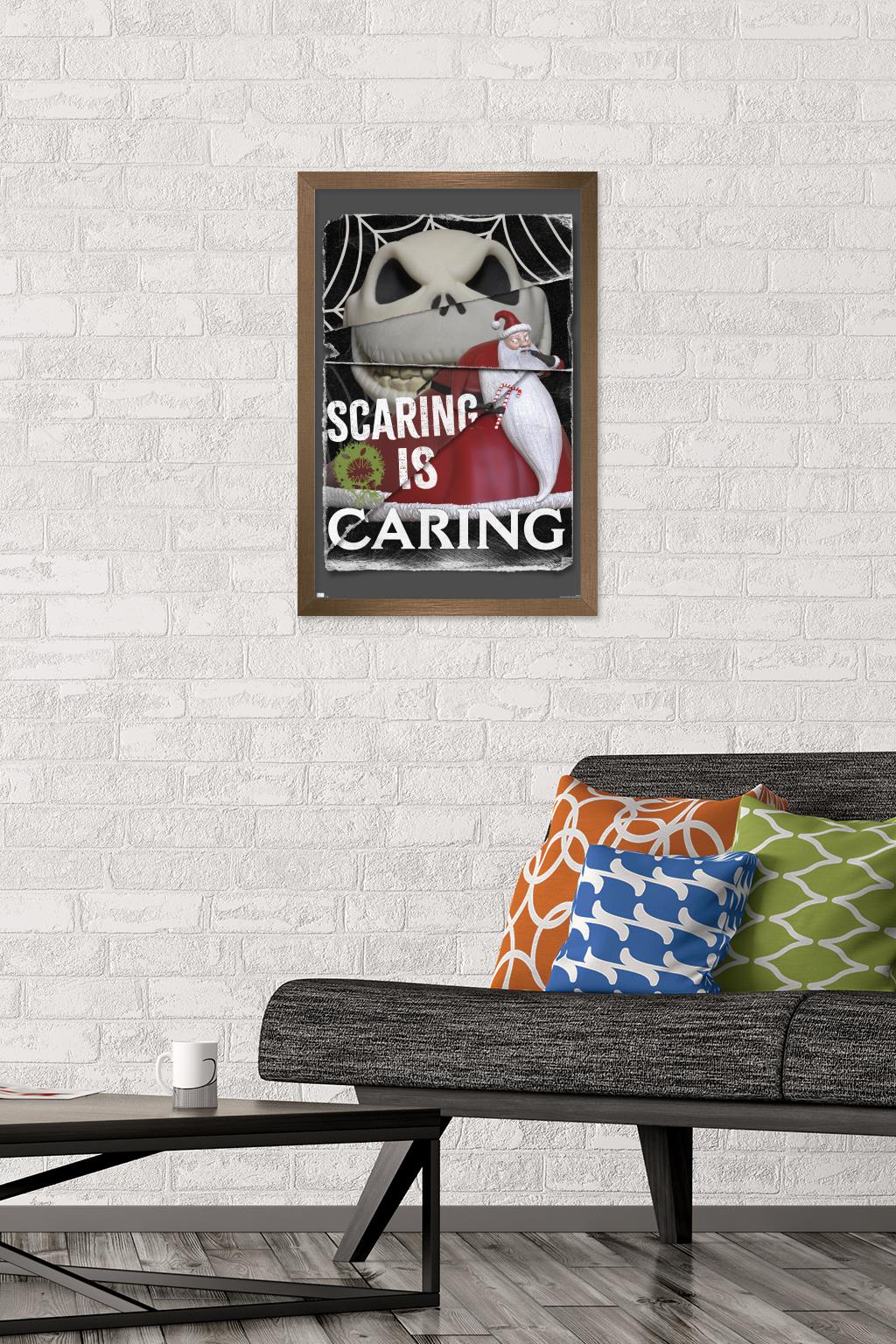 Disney Tim Burton's The Nightmare Before Christmas - Distorted Caring Wall Poster, 14.725" x 22.375" Framed