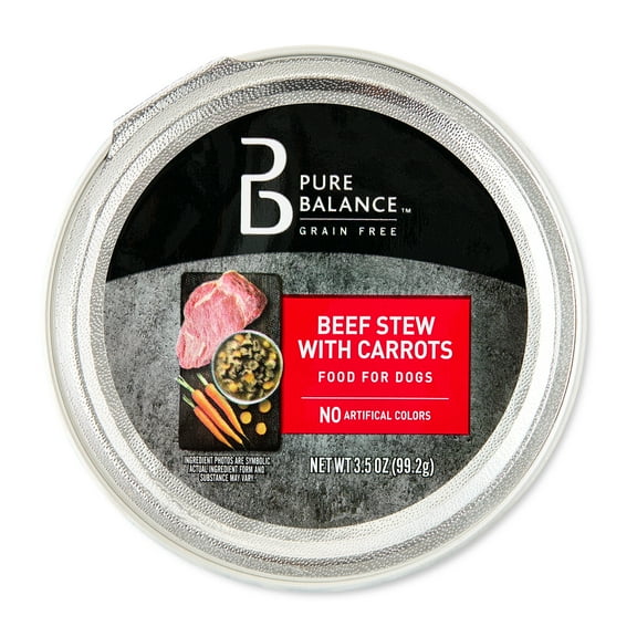 Pure Balance Beef Stew with Carrots, Grain-Free Wet Dog Food, 3.5 oz Tray