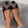 thumbnail image 4 of Abomasnow Womens Flock Peep Toe Rhinestone Decor Slip‑On Dress Flat Shoes Work Office Casual Wedding Party Shoes, 4 of 9