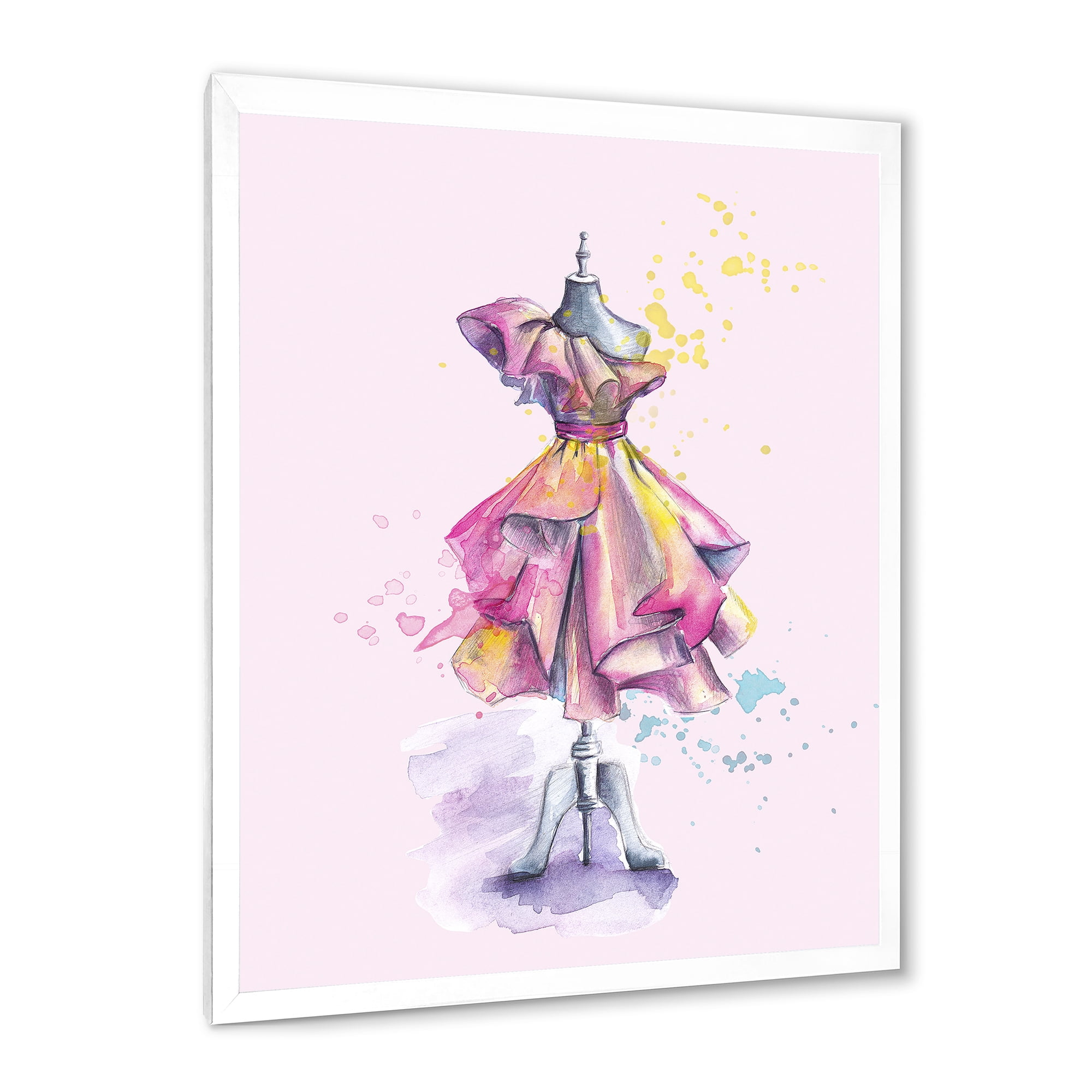 Designart 'Beautiful Purple Dress With Folds On Fashion Mannequin' French Country Framed Art Print