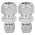 thumbnail image 2 of Adaptateur Droit de Connecteur de Double Ferrule, 2pcs Raccord de Tube de Compression en Acier Inoxydable Raccord de Tube de Compression Adaptateur Raccord de Tube, 2 of 8
