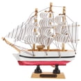 thumbnail image 1 of Wooden Sailboat Ornament Mediterranean Style Sailboat Model Wooden Craft Home Table Decoration (Random Color and Letters), 1 of 8