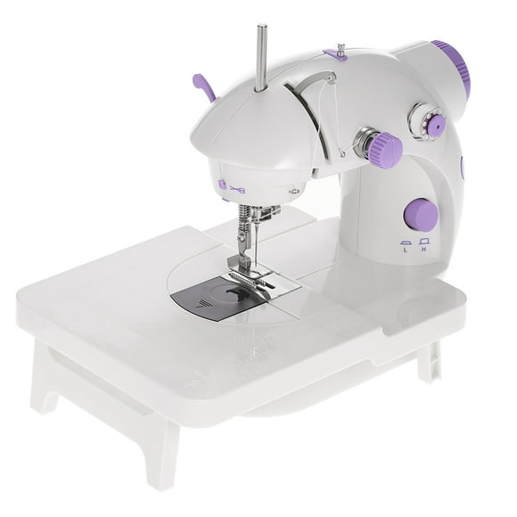 Amdohai Mini Household Purple Electric Sewing Machine 2 Speed Adjustment with Light Foot Pedal Extension Table AC100-240V
