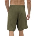 thumbnail image 4 of Dwelliawo Linen Shorts for Men Pleat-Front Elastic Waist with Pockets Shorts Lightweight Travel Outfits Linen Dress 9" Flat Front Relaxed Fit Army Green S, 4 of 5