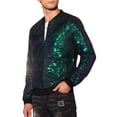thumbnail image 4 of INSPIRE CHIC Men's Jackets Sequin Bomber Sparkle Design Party Zip-Up Jacket M Green, 4 of 4