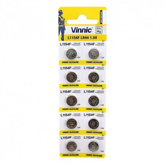 Vinnic L1154-C10 Ag13 - Lr44 Alkaline Coin Cell Pack Of 10