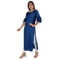 thumbnail image 3 of Moomaya Solid Rayon Kurta For Women bell Sleeve Drawstring Neck Long Ethnic Kurti, 3 of 6