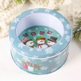 thumbnail image 2 of Yuarrent Caja de dulces de Navidad con cubierta transparente, latas de galletas vacías con estampado de Metal, contenedores de decoración, de Kits de decoración para fiestas Azul claro, 2 of 6
