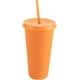 thumbnail image 1 of Vasos de plástico con tapa y popote Atmos Homeware Vaso reusable tipo termo 24 Oz Paquete de 10 color Naranja, 1 of 6