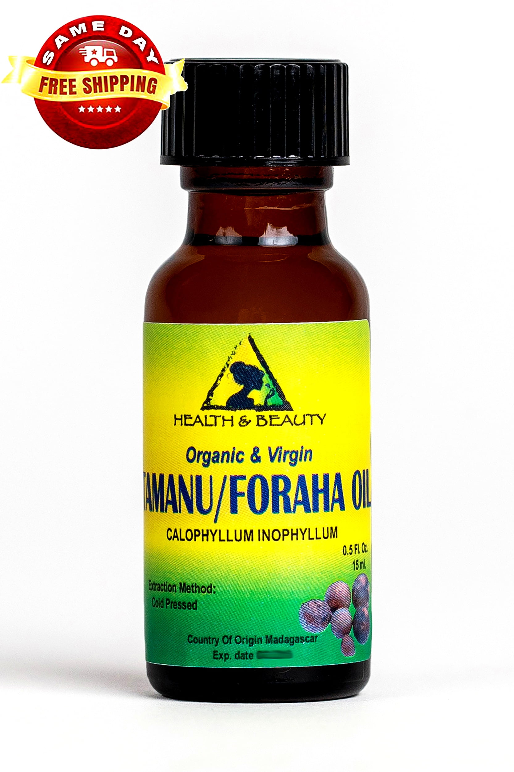 TAMANU / FORAHA OIL ORGANIC UNREFINED COLD PRESSED PURE 0.5 OZ in GLASS BOTTLE