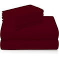 thumbnail image 5 of 100% Pure Egyptian Cotton 800 Thread Count Sheet Set, 4 Pc Set, Sateen Weave, Hotel Collection Soft Luxury Bedding, Fits Upto 21" Inch Deep Pocket (Burgundy Stripe, Twin-XL Size), 5 of 9
