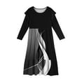 thumbnail image 5 of Abcomgle Girls Maxi Dresses 7-8 Casual Patchwork Ruffle Long Sleeve Girls Long Dresses Striped Crew Neck Sundresses Beach Tiered Dresses with Pockets,11-12 Years Black, 5 of 5
