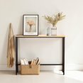 thumbnail image 2 of IVV Modern Console Table, 39.4-Inch Narrow Porch Table with Power Outlets & USB Ports, Oak Wood Top & Black Metal Frame, for Behind Sofa & Narrow Spaces, Easy Assembly, 2 of 10