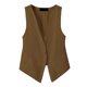 thumbnail image 1 of Camisetas sin mangas de lino para mujer: chaqueta asimétrica sin mangas con botones, corte regular informal para primavera/verano/otoño, 1 of 3