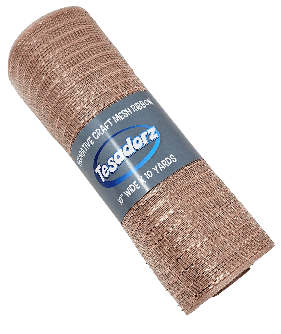 Tesadorz Brand Rose Gold, Ivory, Burgundy and Champagne Gold 10" Decorative Metallic Deco Mesh Ribbon Rolls
