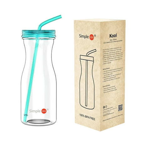 Holiday Season|Tritan Water Bottle With Straw by SimpleHH: BPA Free Cold Drink | Water Container | Dishwasher-Safe Tumbler | Extra Wide Mouth w/ Easy Twist Lid | 33oz | Tiffany