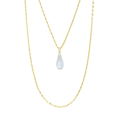 Lesa Michele Faceted Crystal Teardrop Layered Necklace in Yellow Gold over Sterling Silver made with Swarovski Crystals